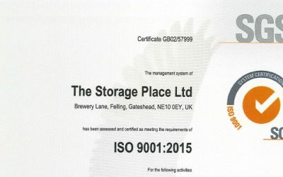 The Storage Place Receives ISO 9001 Certification – 16th Year Running